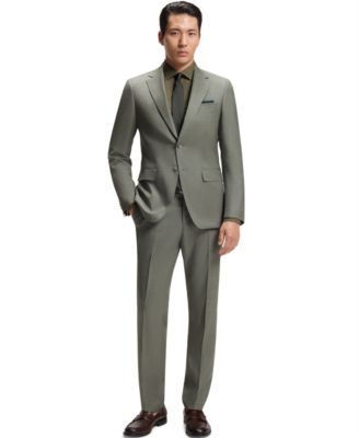 BOSS by Men's Patterned Stretch Wool Two-Piece Slim-Fit Suit