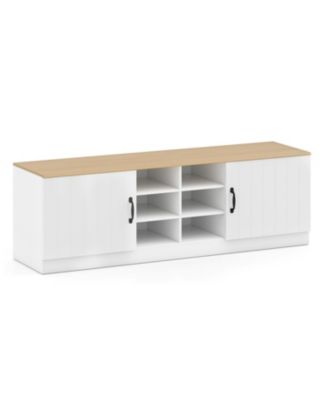 Entryway Shoe Cabinet Bench with Adjustable Shelves and 2-Door Storage