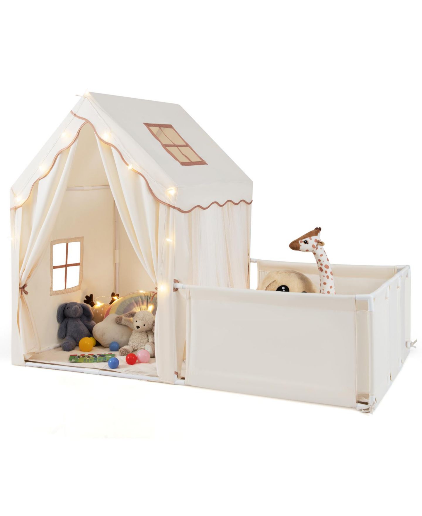 Детская игрушка Slickblue 2-in-1 Kids Play Tent with Playpen, Ages 3+, цвет: Бежевый — фото 4