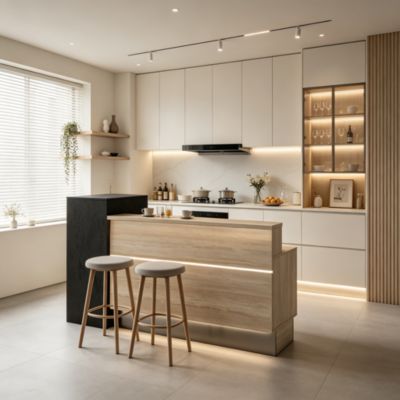 Front Desk Reception Counter with 2 Locking Drawers Open Shelving