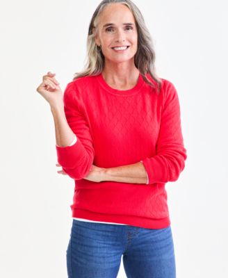 Women's Cotton Curved-Hem Sweater