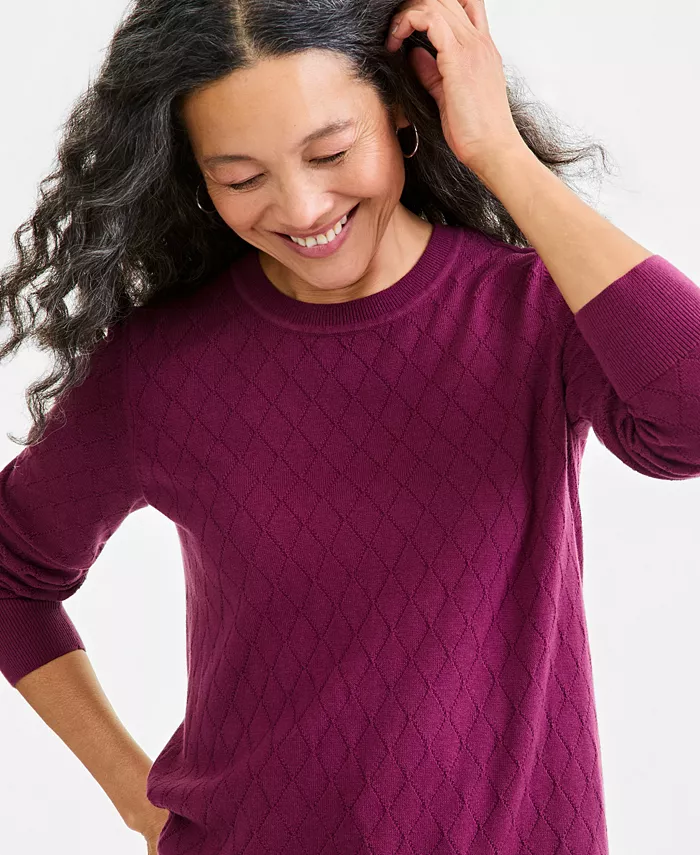 Women's Cotton Curved-Hem Sweater - thumbnail 3