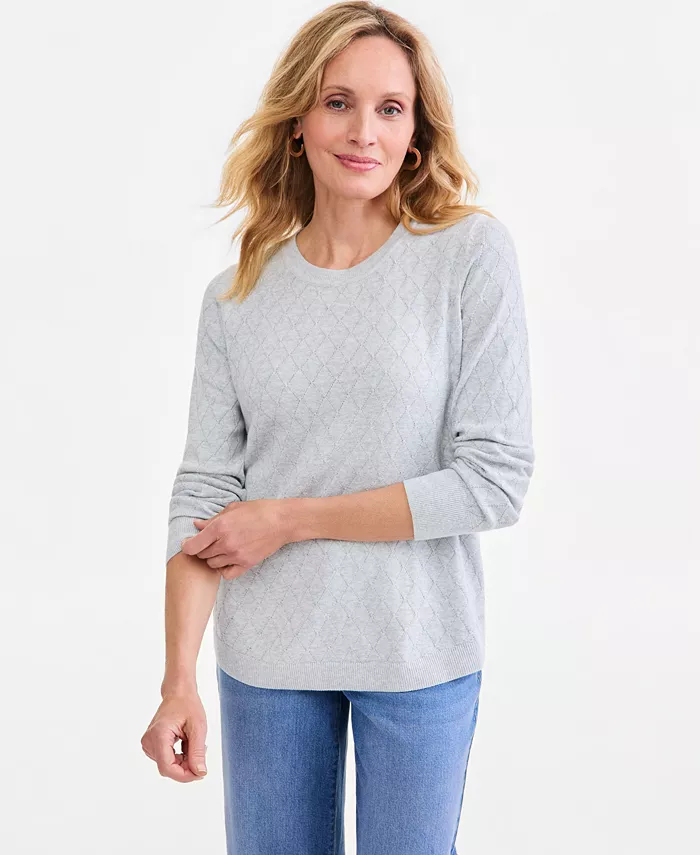 Women's Cotton Curved-Hem Sweater - thumbnail 10