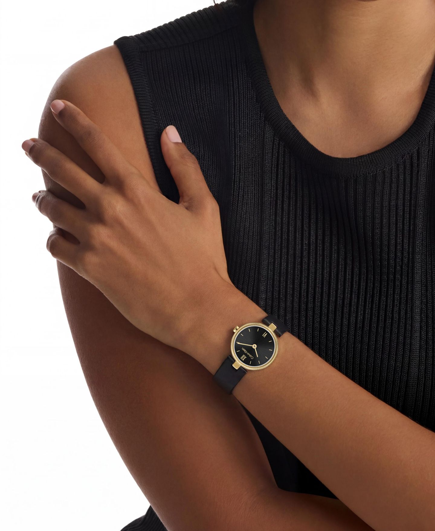 Женские часы Calvin Klein Gleam Black Leather Strap Watch 24mm — фото 4