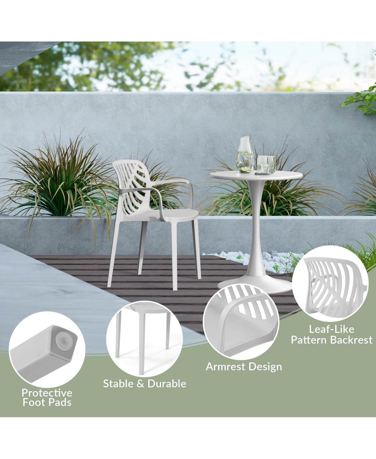 WestinTrends 3-Piece Outdoor Indoor Metal Patio Dining Table Set With Stackable Chairs
