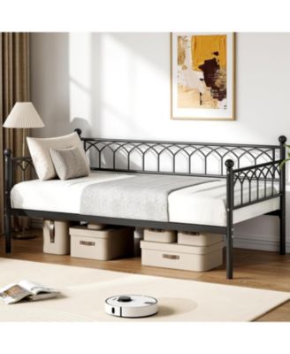 Daybed, Sofa Bed Frame with Metal Steel Slat Support, Heavy Duty Metal Bed Frame, Space Saving, Easy Assembly, for Small Spaces