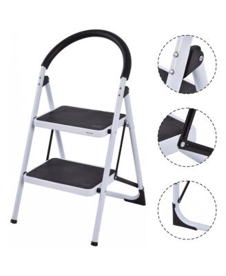 2 Step Ladder Folding Stool Heavy Duty 330Lbs Capacity Industrial Lightweight