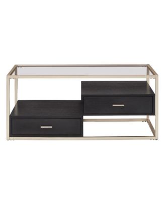 2-Drawer Coffee Table With Tempered Glass Top