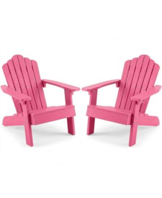 Set of 2 Kids Adirondack Chairs All-Weather Outdoor Chairs with Tilted High Backrest