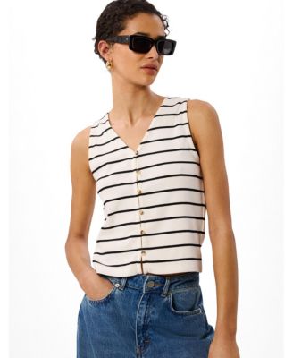 Women's Stripe Button Front Tank