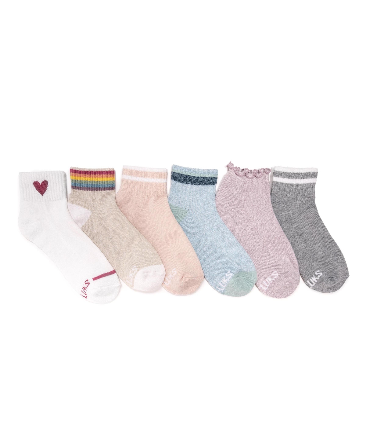 Muk Luks Women's Set of 6 Dream Step Mini Crew Socks