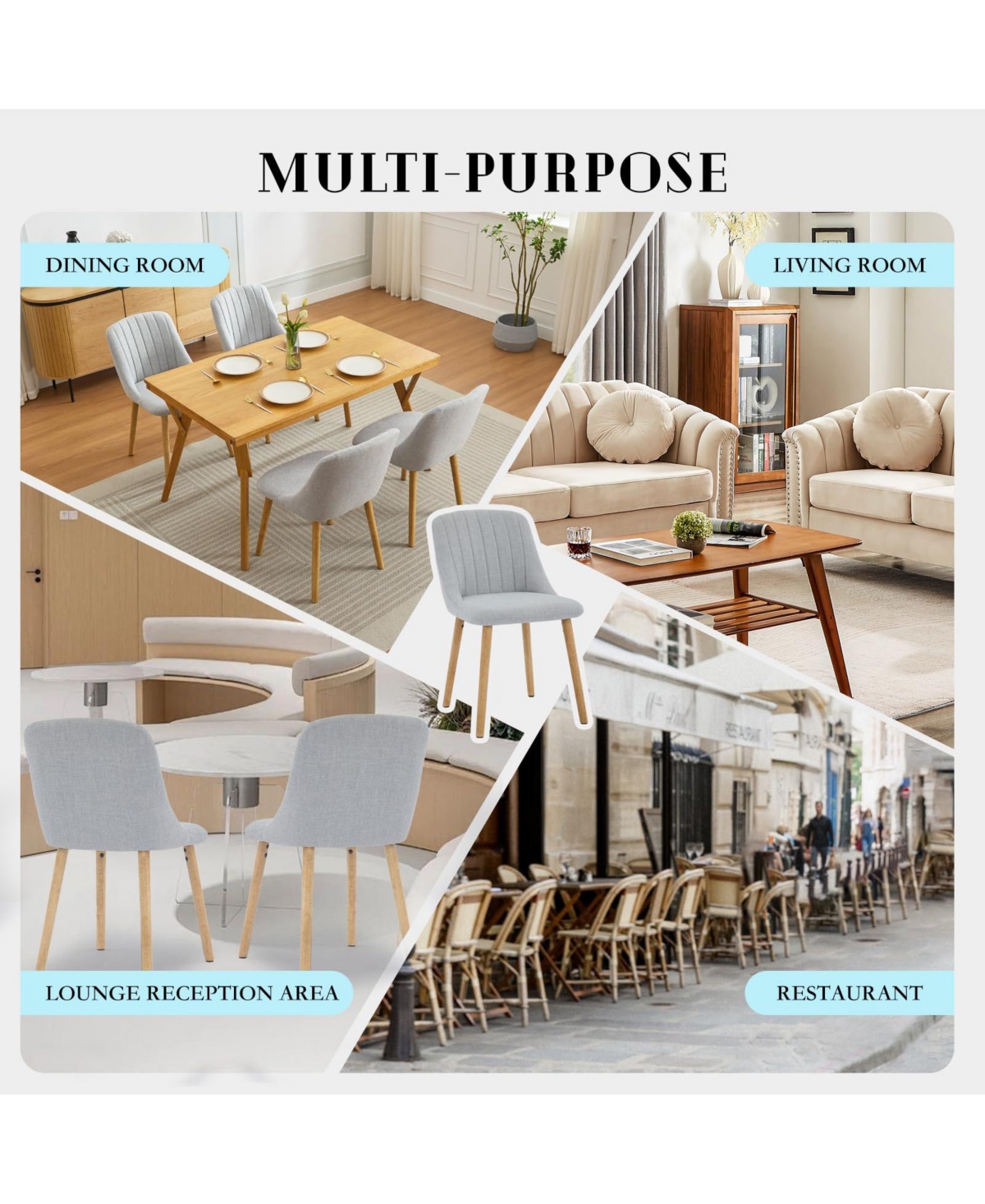 gaomon Set of Fabric Upholstered Dining Chairs