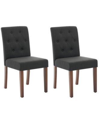 Set of 2 Modern Fabric Upholstered Dining Chairs, Sturdy Wood Legs and Rubber Frame Kitchen Side Seating
