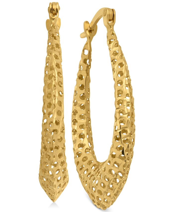 Italian Gold Puff Mesh Hoop Earrings in 14k Gold & Reviews - Earrings ...