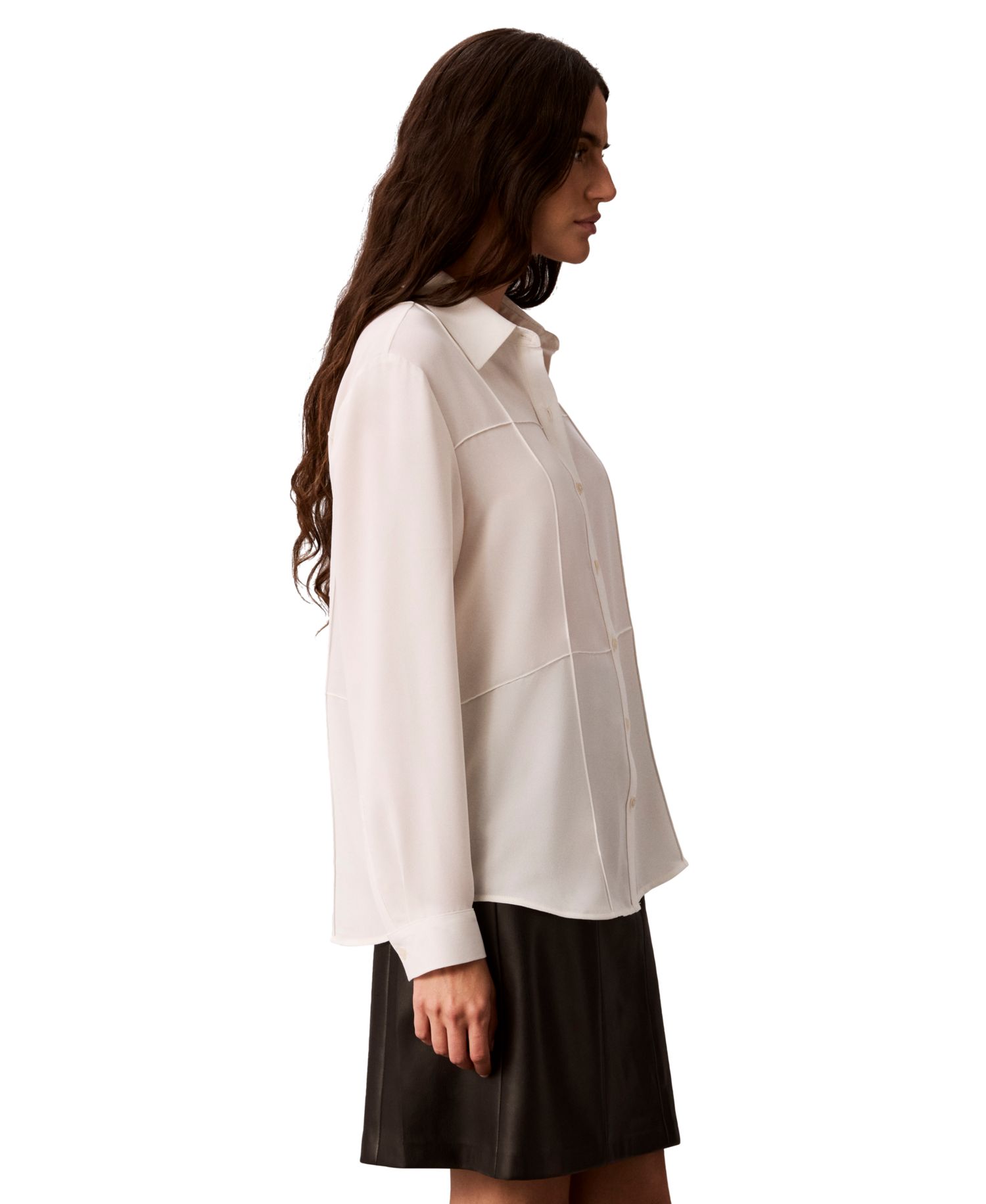 Petite Long-Sleeve Collared Neck Shirt
