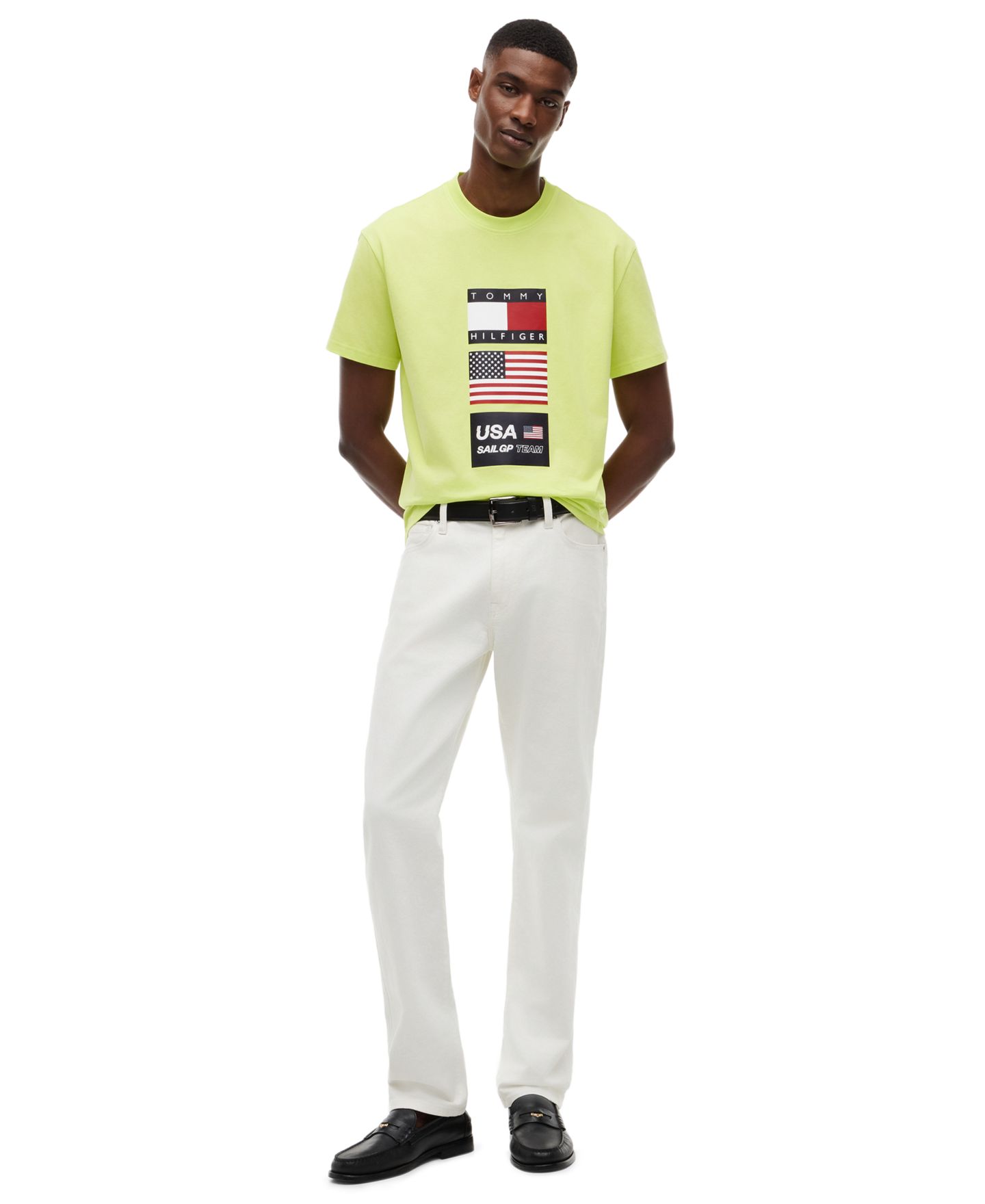 Мужская футболка Tommy Hilfiger x U.S. SailGP Flag Crewneck, цвет: Лаймовый — фото 2