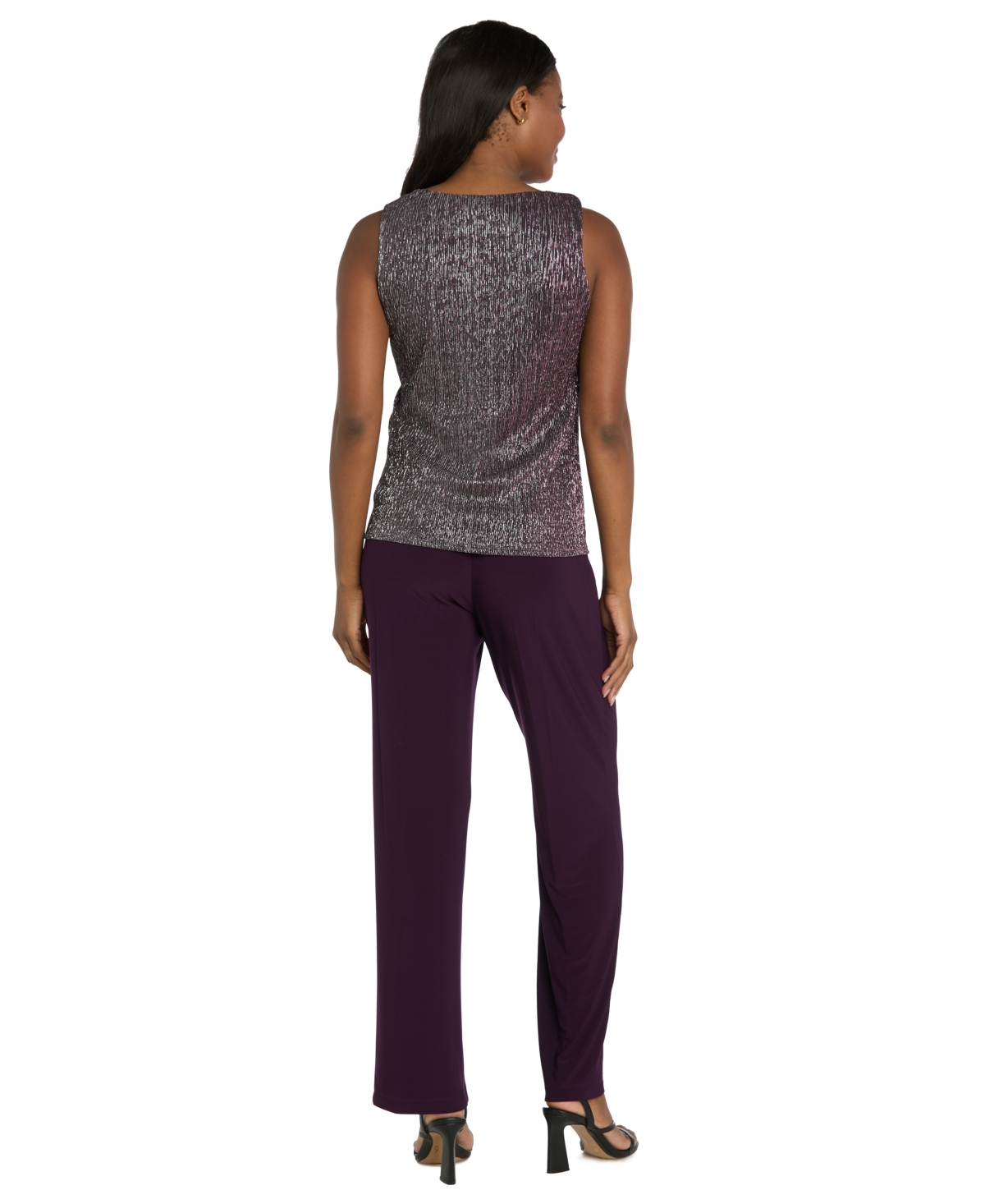 R & M Richards 3-Pc. Metallic Jacket, Necklace Top Pants Set