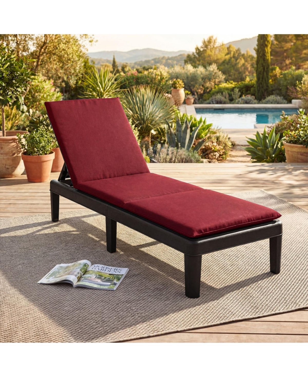 Gouun Outdoor Patio Lounge Chair 3-Position Adjustable Frame with Plush Cushion