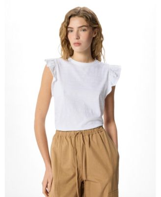 Women's Frill Sleeve Broderie Top