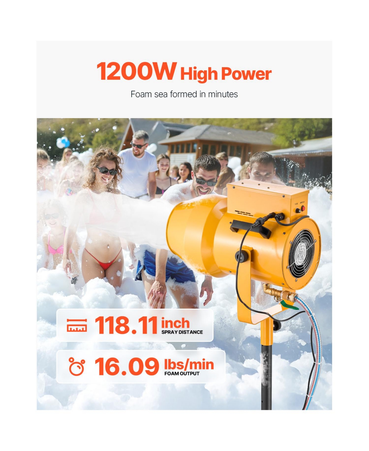 Vevor Foam Machine Party Foam Cannon 1200 W for Birthdays Celebrations and Party