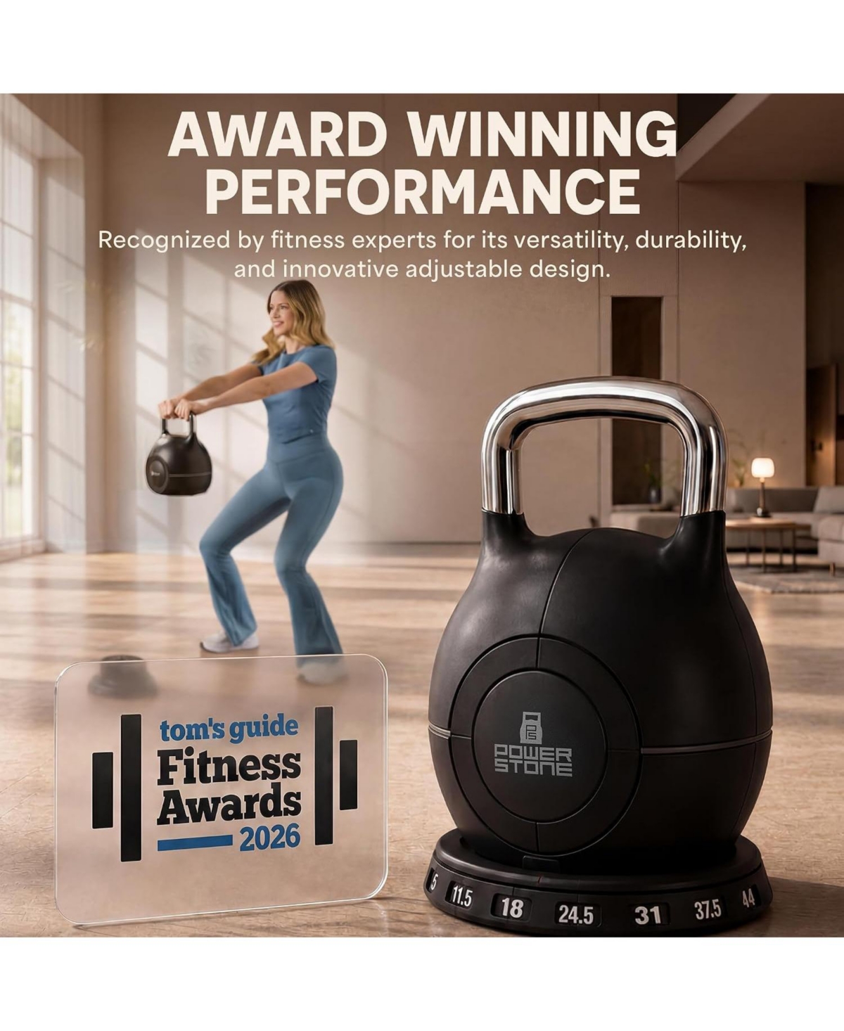 Lifepro PowerStone Adjustable Kettlebell – 3.5 to 22.5 lb 7-in-1 Weight Set with Quick-Select Dial for Full-Body Workouts
