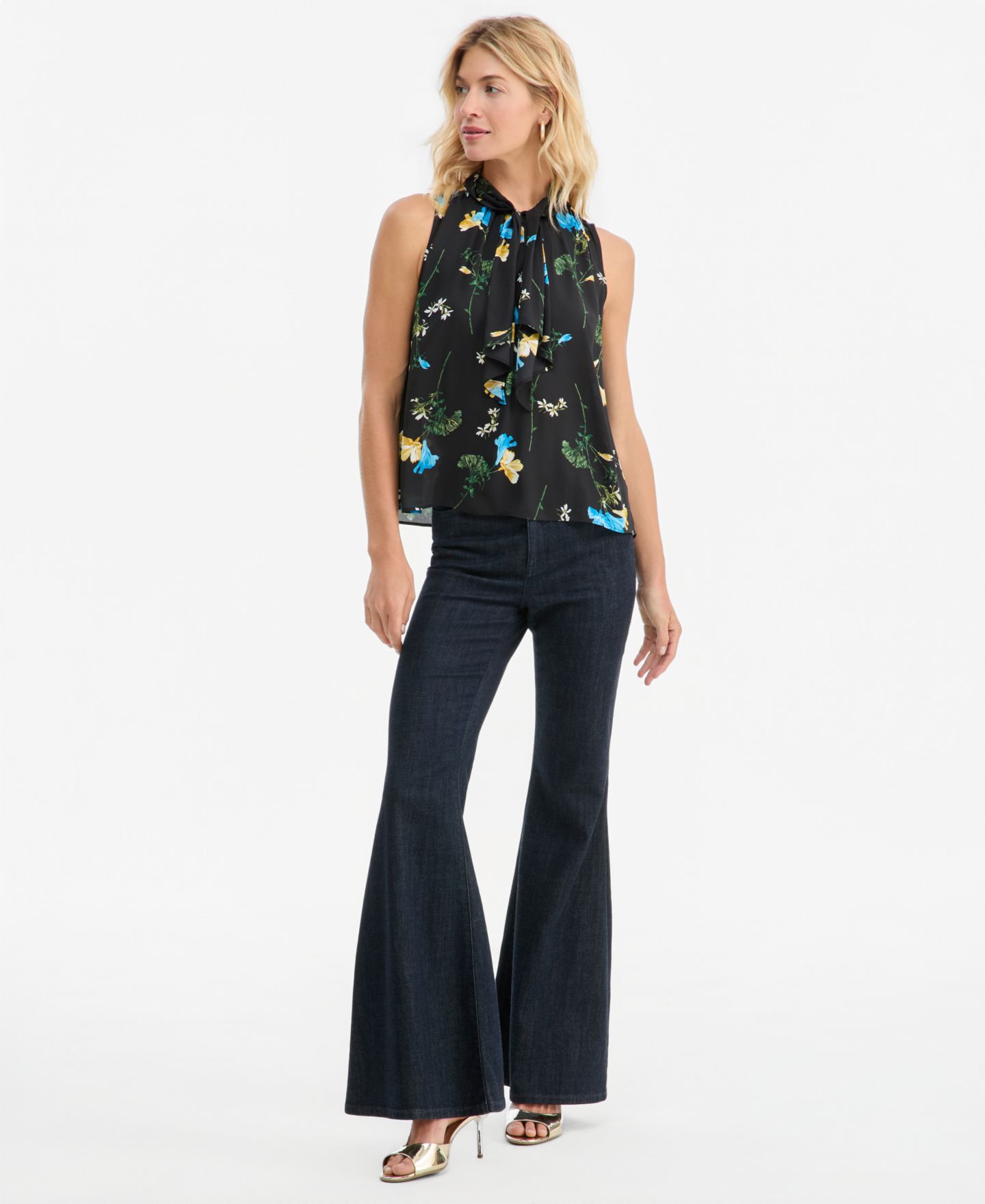Женская блузка I.N.C. International Concepts Sleeveless Floral-Print Ruffle Front Blouse, цвет: С принтом — фото 2