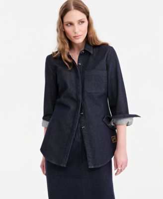 Women's Denim Long-Sleeve Button-Up Shirt