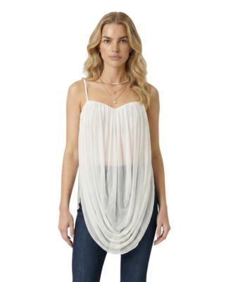 Women's Draped Chiffon Sweetheart-Neck Tie-Strap Camisole Top