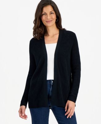 Petite Textured Open-Front Cotton Cardigan Sweater