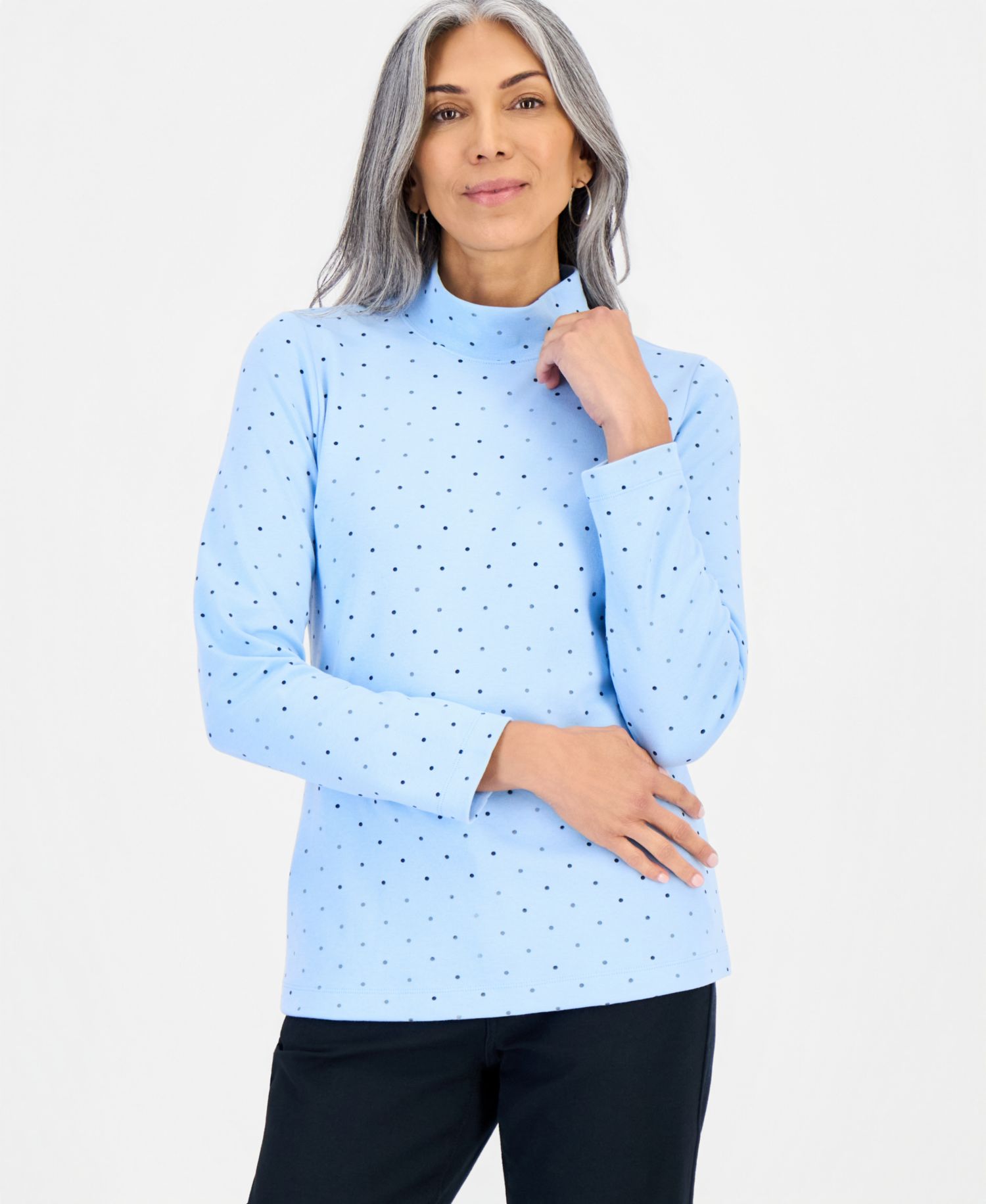 Women's Printed Mock-Neck Long-Sleeve Tee