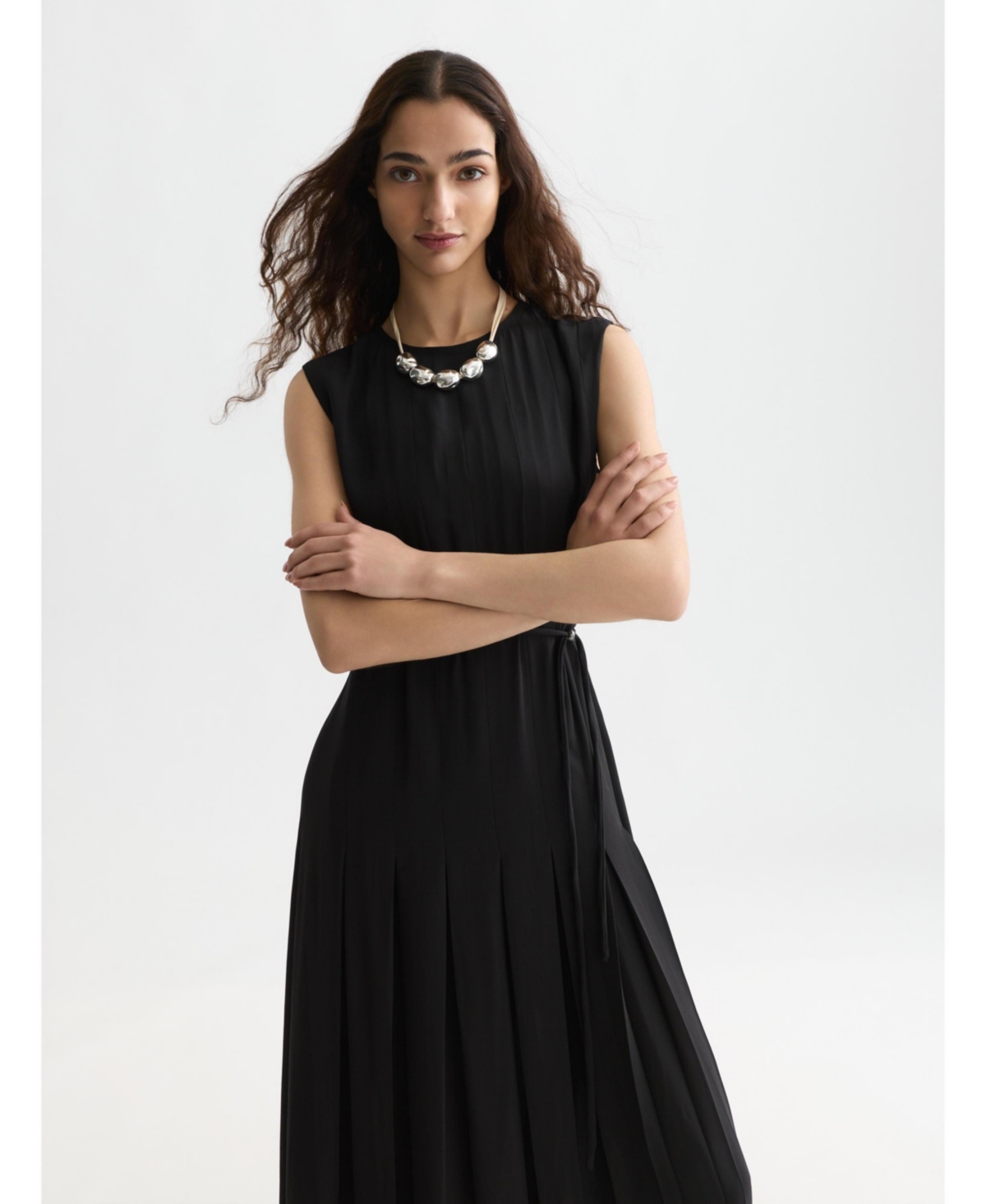 Scotch & Soda Women's and Dresses Pleated Ankle Length Dress, Meteorite