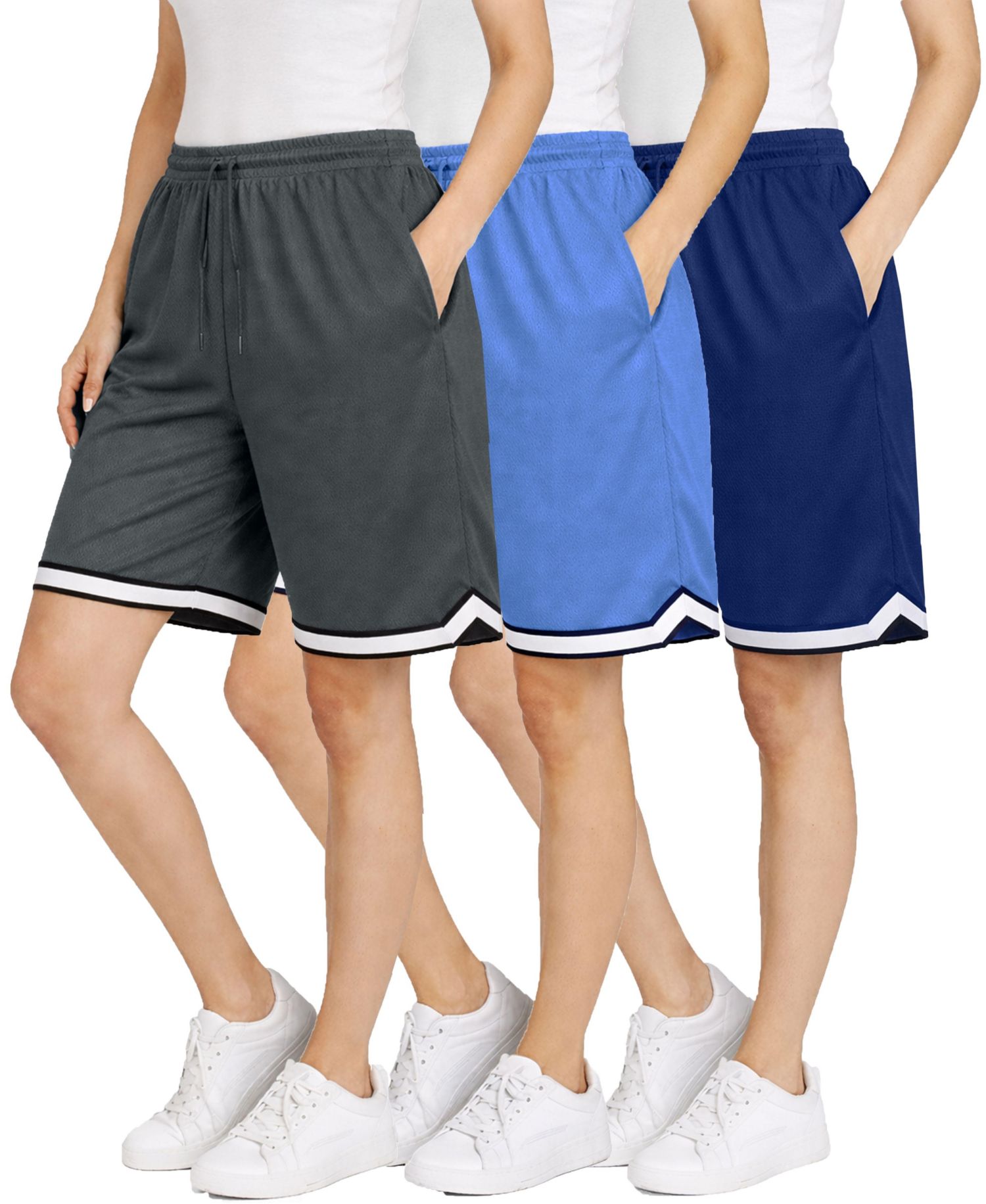 Women's Loose Fit Moisture-Wicking Performance Shorts-3 Pack