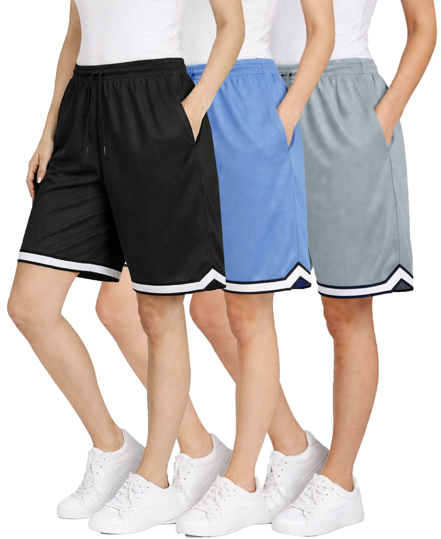 Women's Loose Fit Moisture-Wicking Performance Shorts-3 Pack