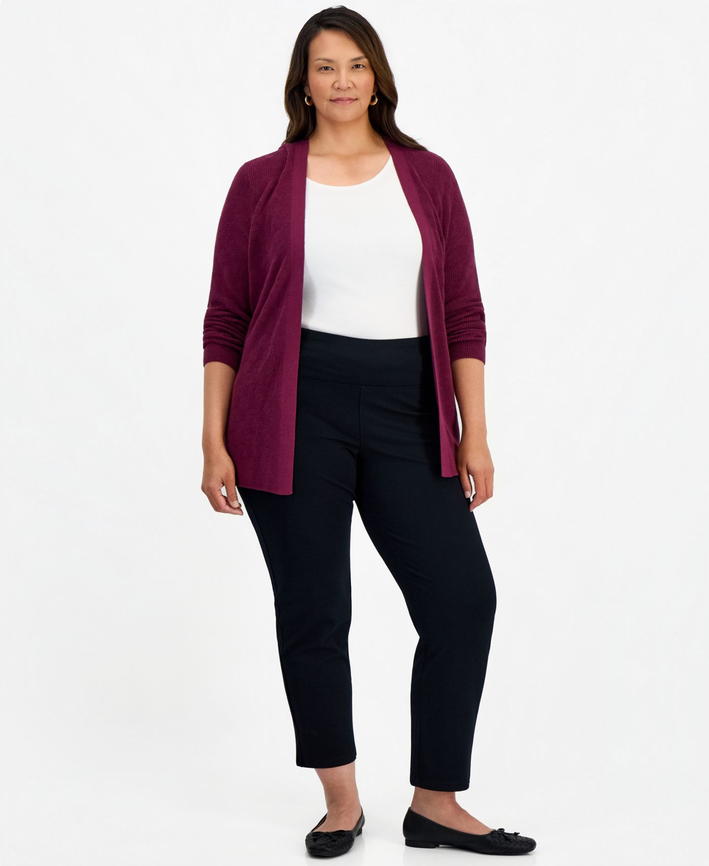 Женские брюки Style & Co Plus High-Rise Straight-Leg Ponte, цвет: Глубокий чёрный — фото 1