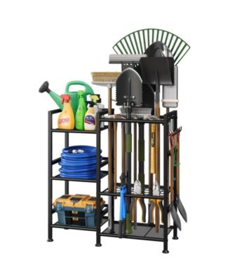 Garden Tool Organizer 3 Tier Rack 35 Slots Heavy Duty Hooks Shed