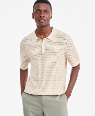 Men's Cotton Short-Sleeve Polo Sweater, Macy's Exclusive