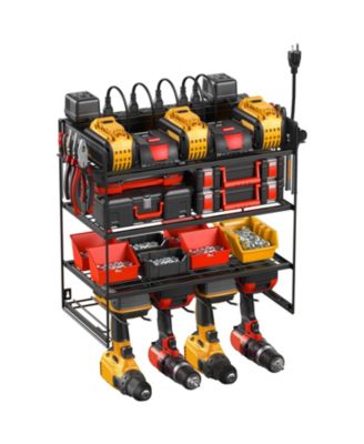 Power Tool Organizer Wall Mount Drill Holder Charging Station 4-Layer