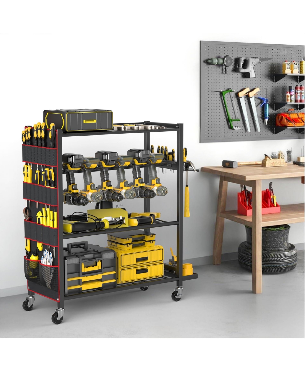 Xdovet Rolling Power Tool Storage Cart Drill Organizer Rack