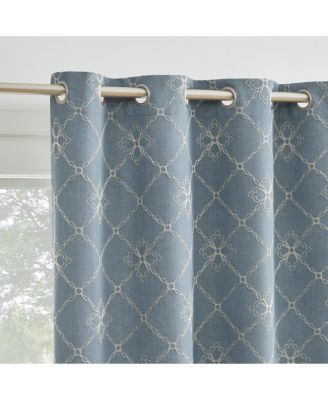 Adria Trellis Embroidered 100percentage Blackout Grommet Curtain Panel