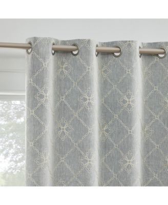 Adria Trellis Embroidered 100% Blackout Grommet Curtain Panel