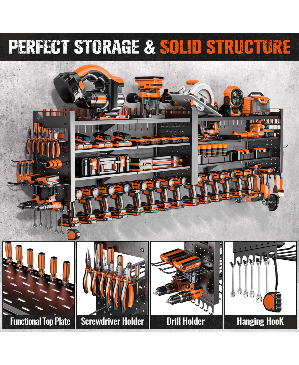 Xdovet Power Tool Organizer Wall Mount Drill Holder Garage Workshop