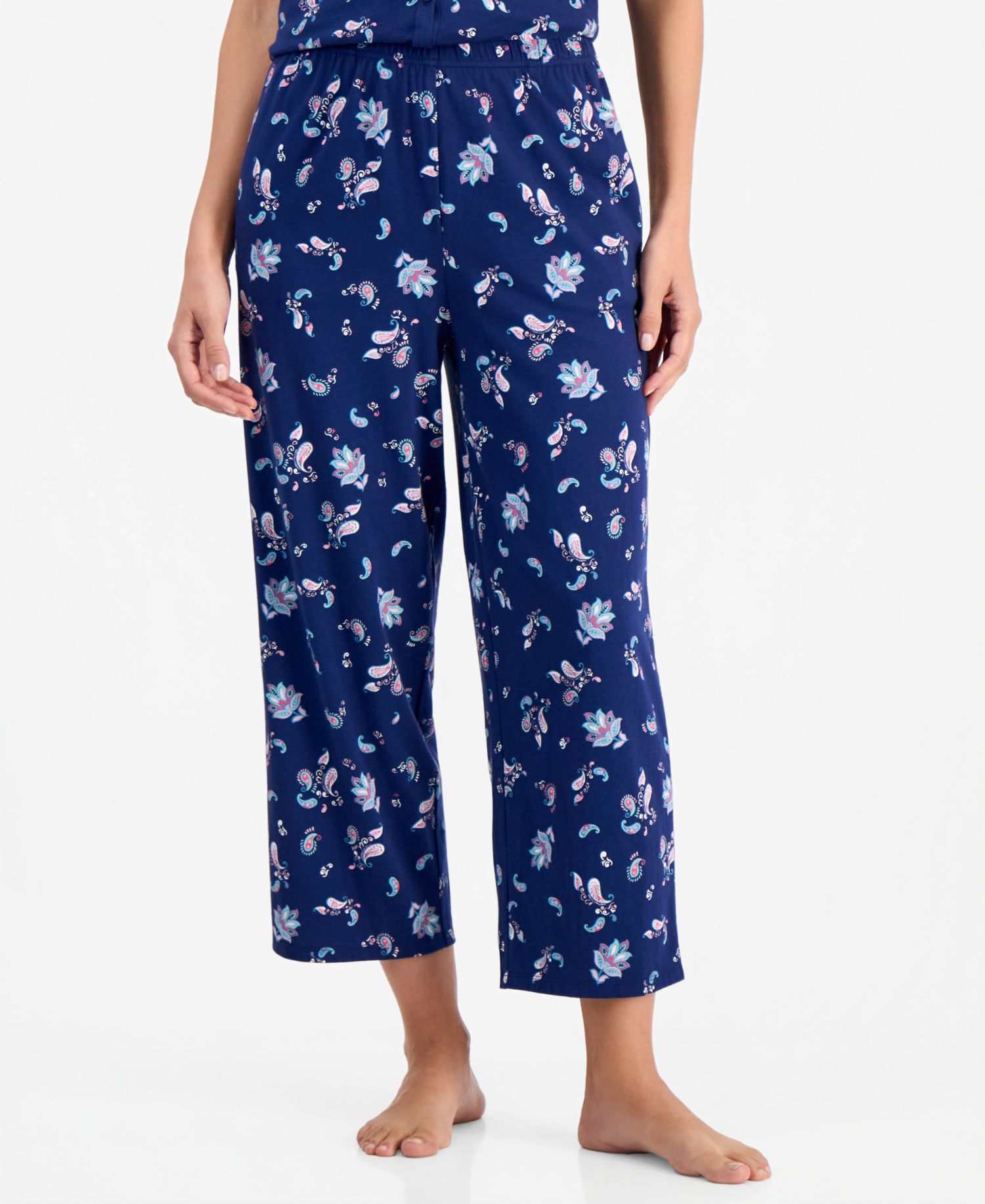 Women's 2-Piece Cotton Printed Cropped Pajama set