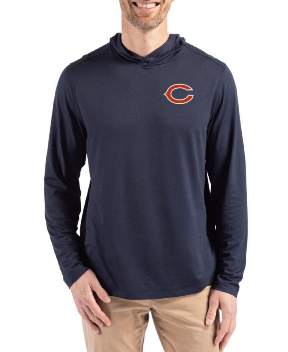 Cutter & Buck Men's Navy Chicago Bears Coastline Epic Comfort Long Sleeve Hoodie T-Shirt