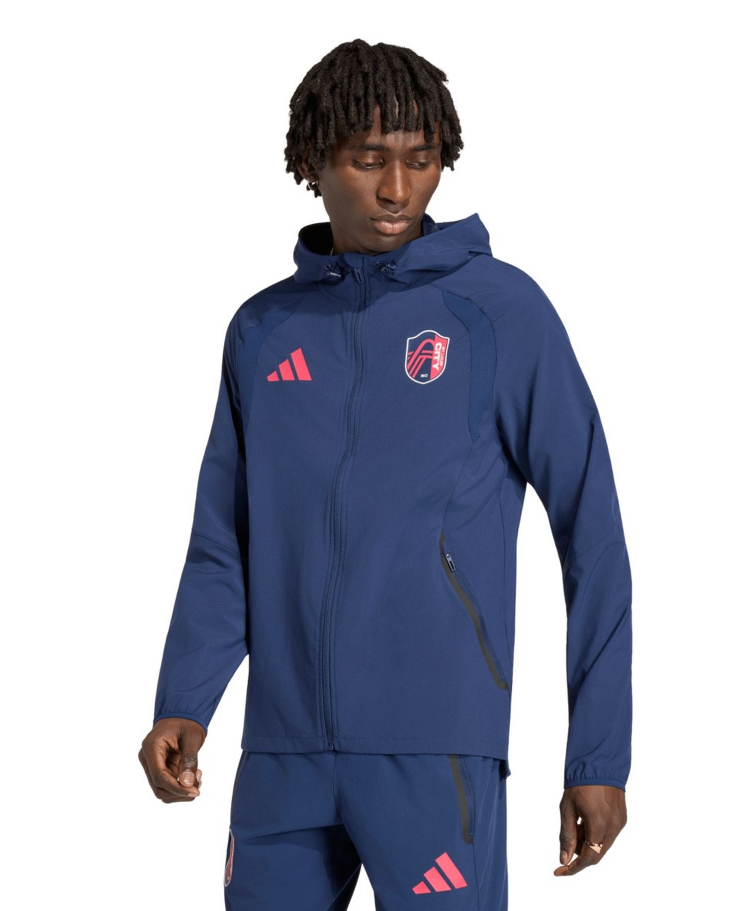 Men's Navy St. Louis CITY SC Tiro Travel Full-Zip Hooded Windbreaker