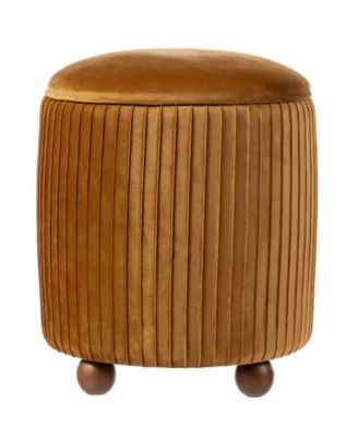 Modern 19" Pleated Velvet Upholstered Storage Ottoman or Accent Stool
