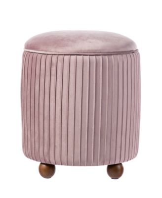 Modern 19" Pleated Velvet Upholstered Storage Ottoman or Accent Stool