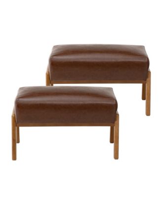 Mid-century Modern Leatherette Accent Stool, Set of 2