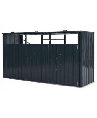 3-Bin Metal Trash Can Storage Shed with Flip-Up Lids 94in x 31.5in x 49in