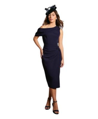 Women's One Shoulder Twist Front Pencil Dress