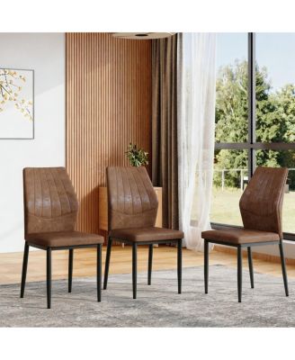 Set of 3 Shell-Pattern Dining Chairs Ergonomic Tech Fabric 37 High